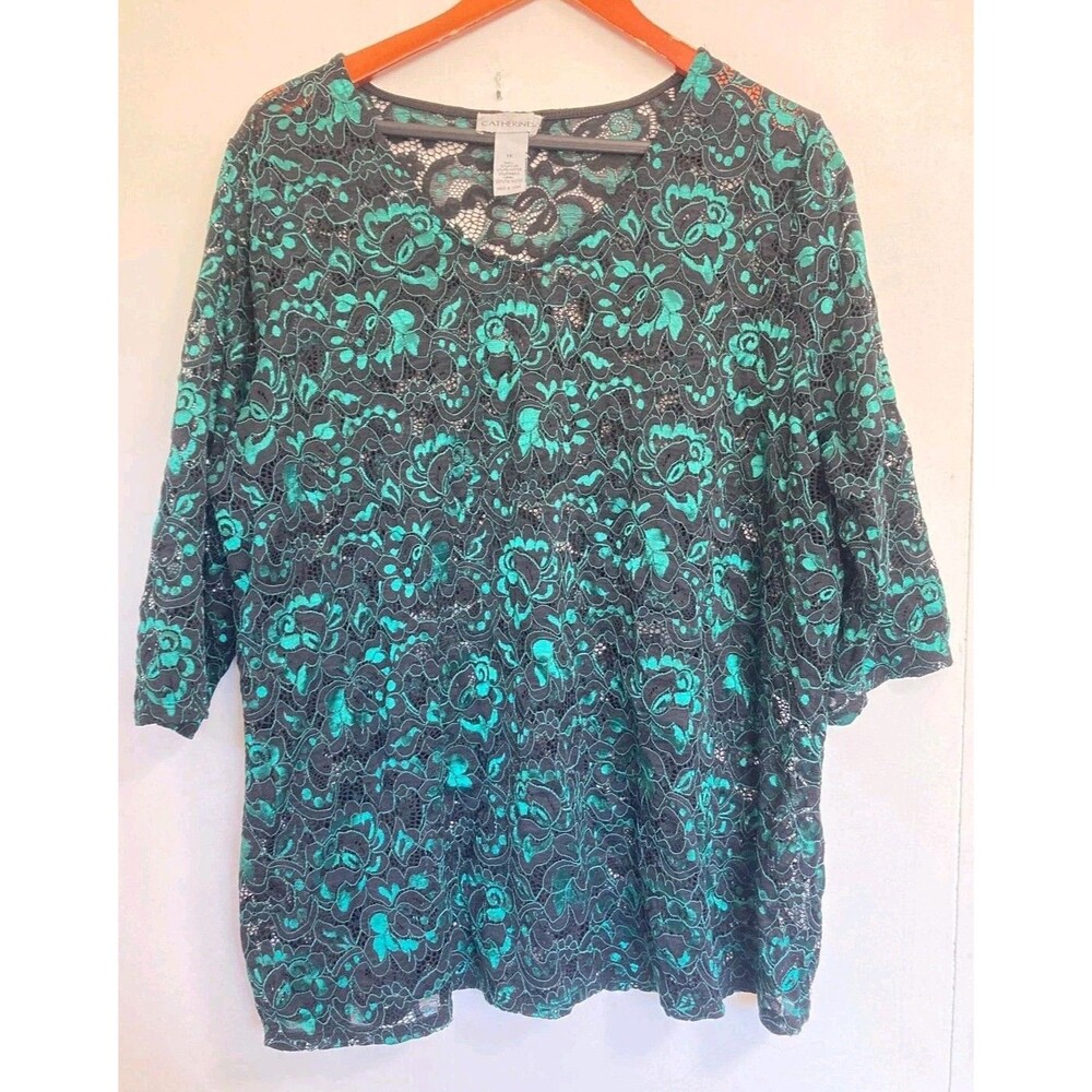 Catherine Blouse Womens 1X Dark Floral Whimsigoth Fairy Grunge Goth Sheer Witchy